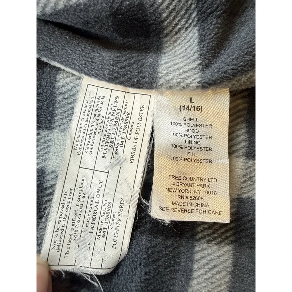 Free Country Hooded Flannel Lined Gary Puffer Jacket Boys L 14/16